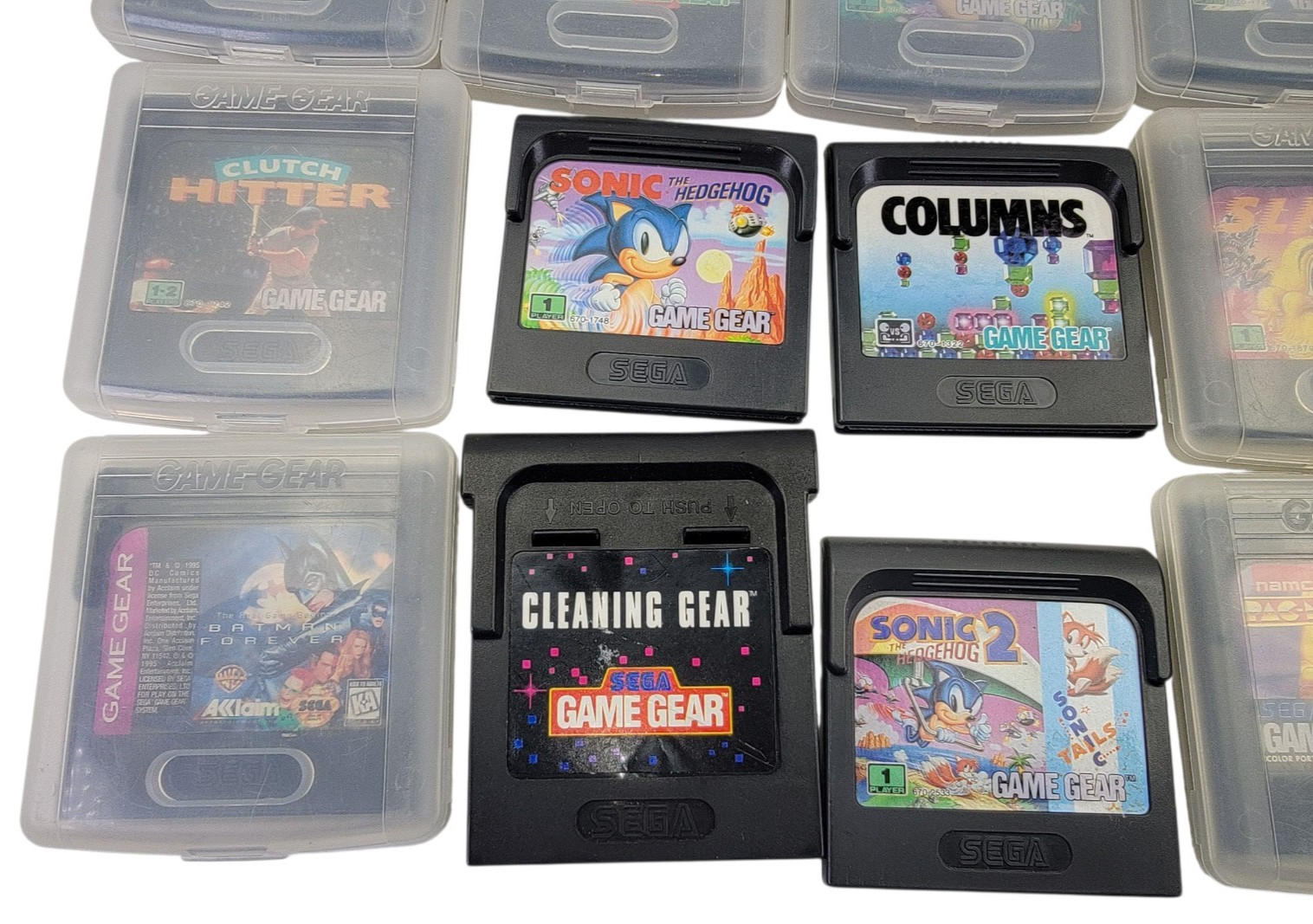 Sega Game Gear Lot 13 Games Cleaning Cartridge Plastic Cases Chargers & Case.