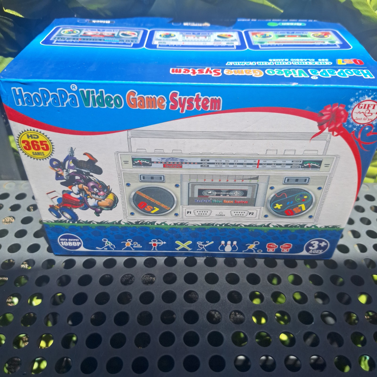 HaoPapa QS7 Video Game System SILVER Boombox 365 Classic Games ~ NEW in Box