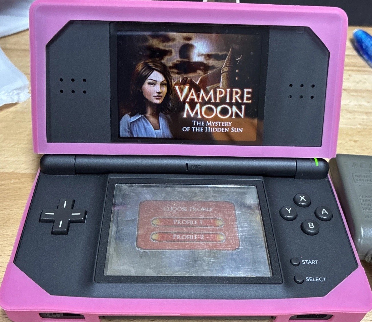 Nintendo DS Console Red Handheld System Pink Overlay Tested Working With Charger