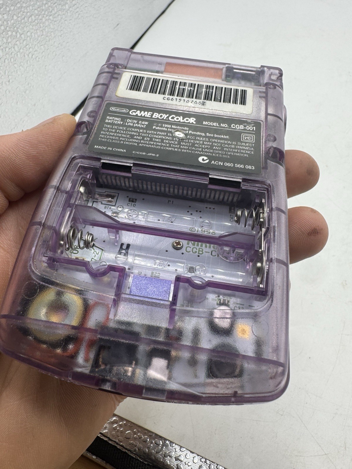 Nintendo Game Boy Color CGB-001 Purple Clear Handheld Console Tested Working