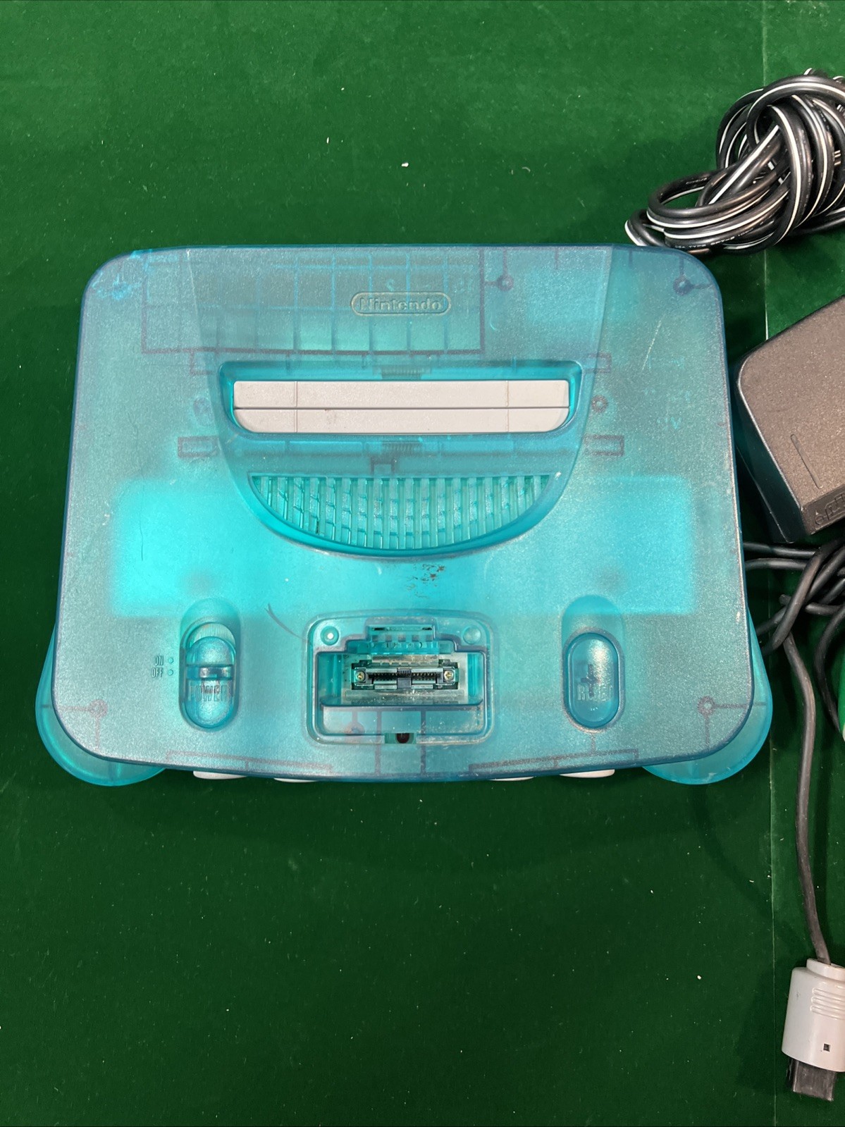 Nintendo 64 Clear Blue Ice Blue Console Controller Power Adapter