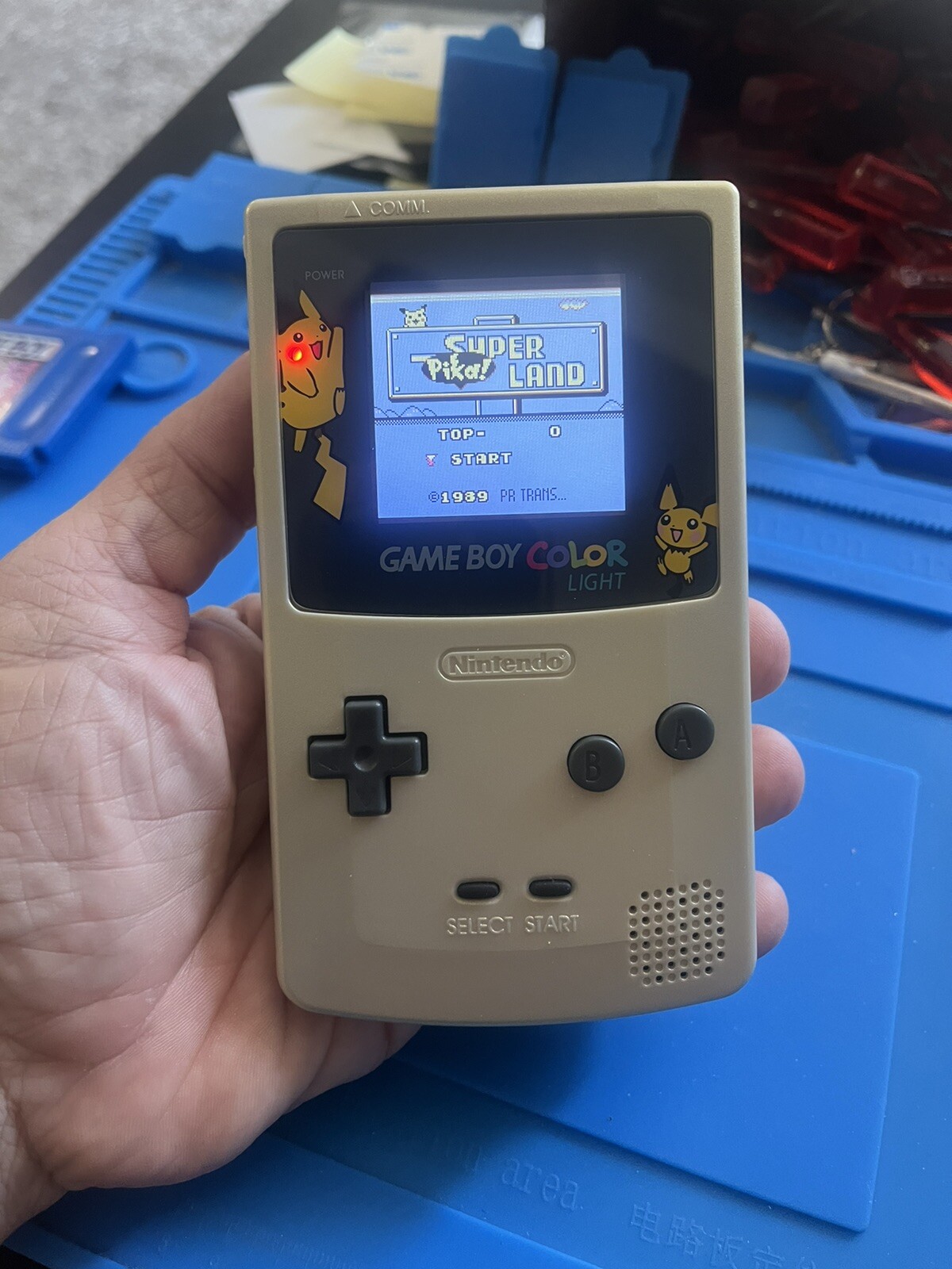 Backlit TFT Gold Pokémon Gameboy Color Cartridge Nintendo GBC Anime Pikachu