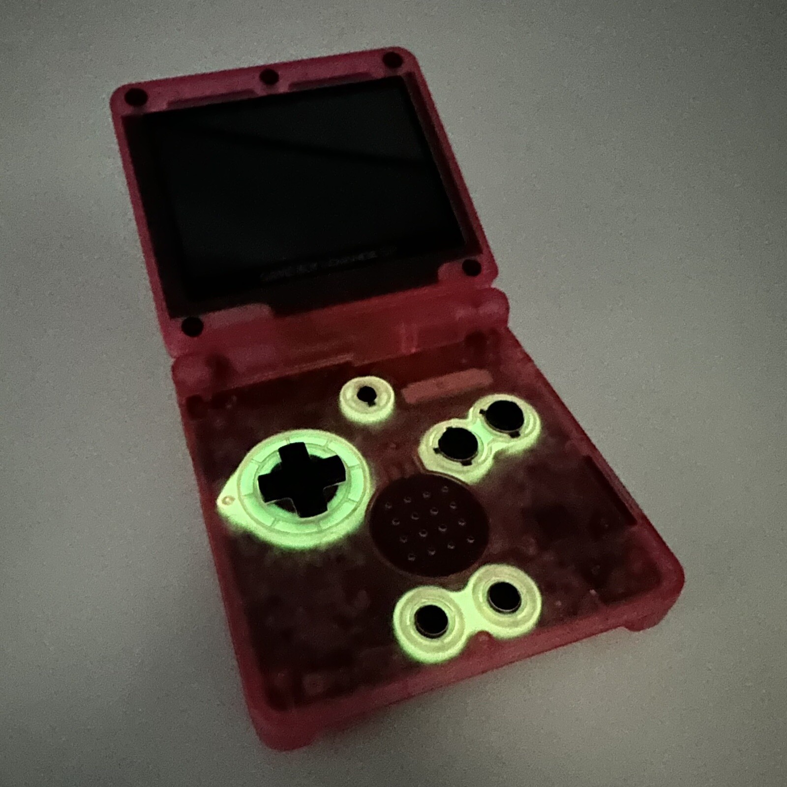 Gameboy Advance SP AGS-001 or IPS Neon Pink Glow *Glass Lens & New Battery*