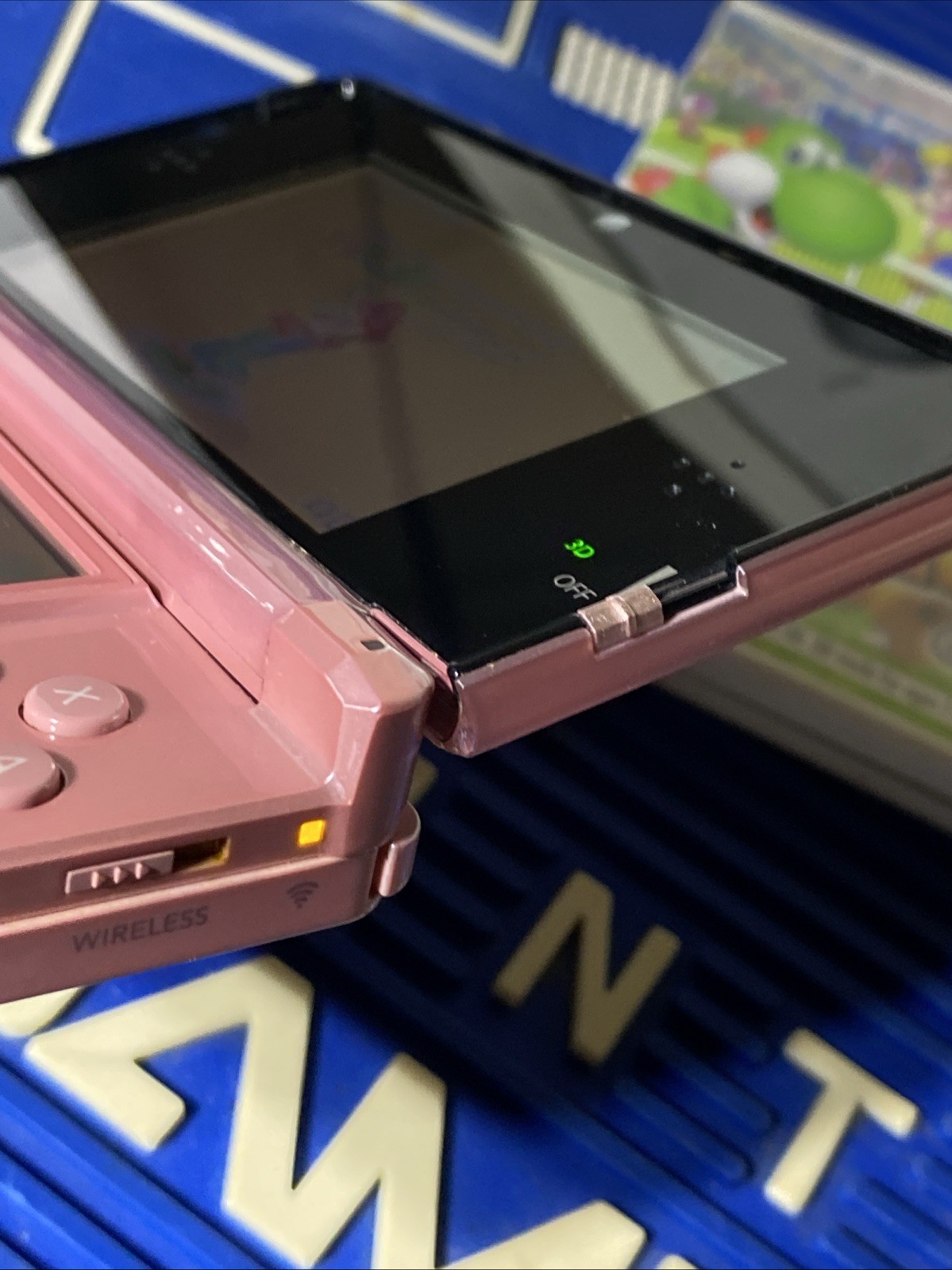 Nintendo 3DS «Pearl Pink» OEM Charger, 2GBcard, Mario tennis game. tested A-1