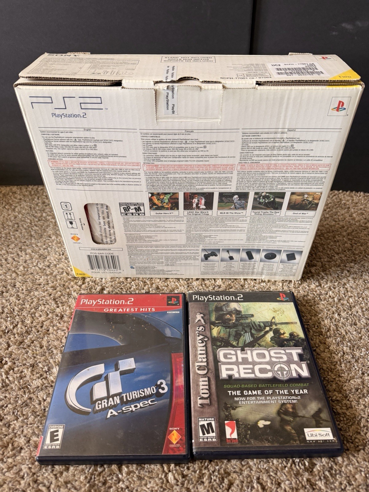 Sony PlayStation 2 Slim Launch Edition Charcoal Black Console (SCPH-77001CB) CIB