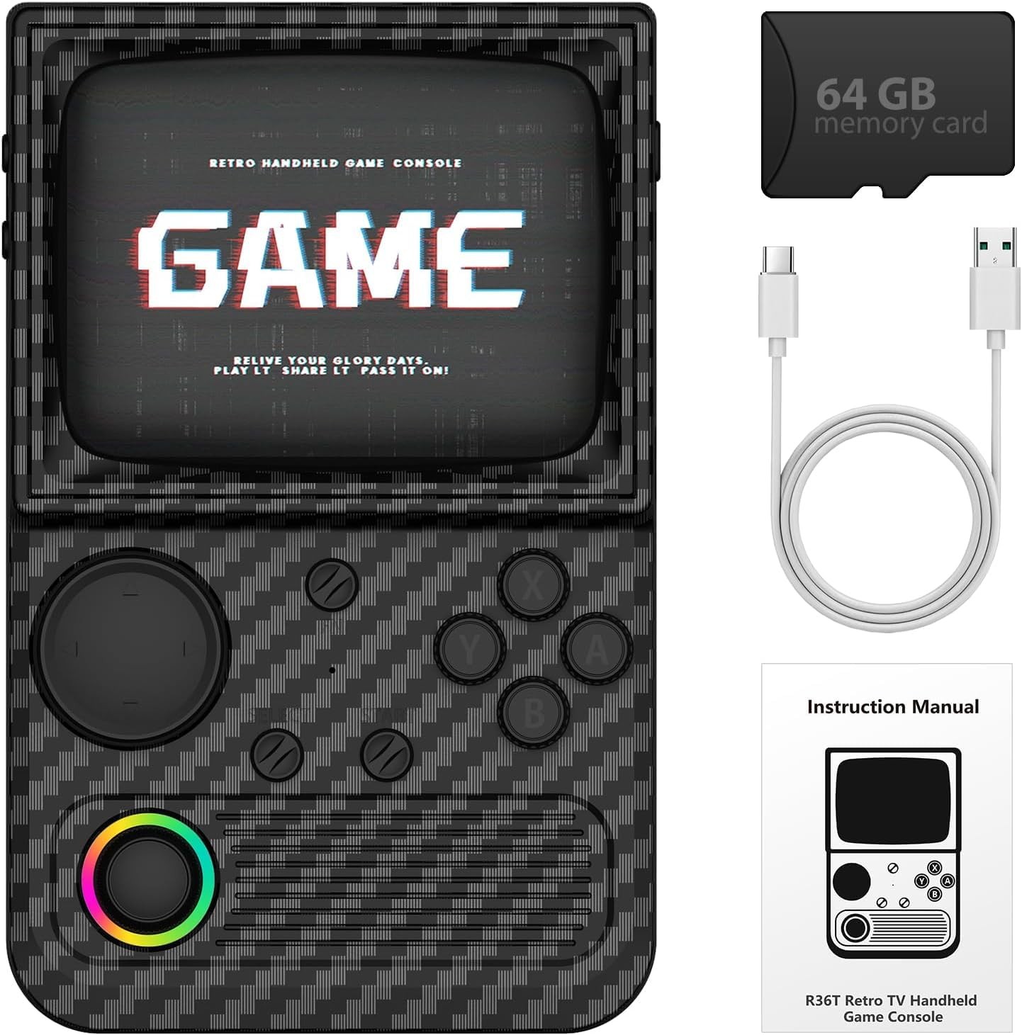 R36T Retro Handheld Game Console, 3.5 Inch Video Game Console with 3500mAh Ba…