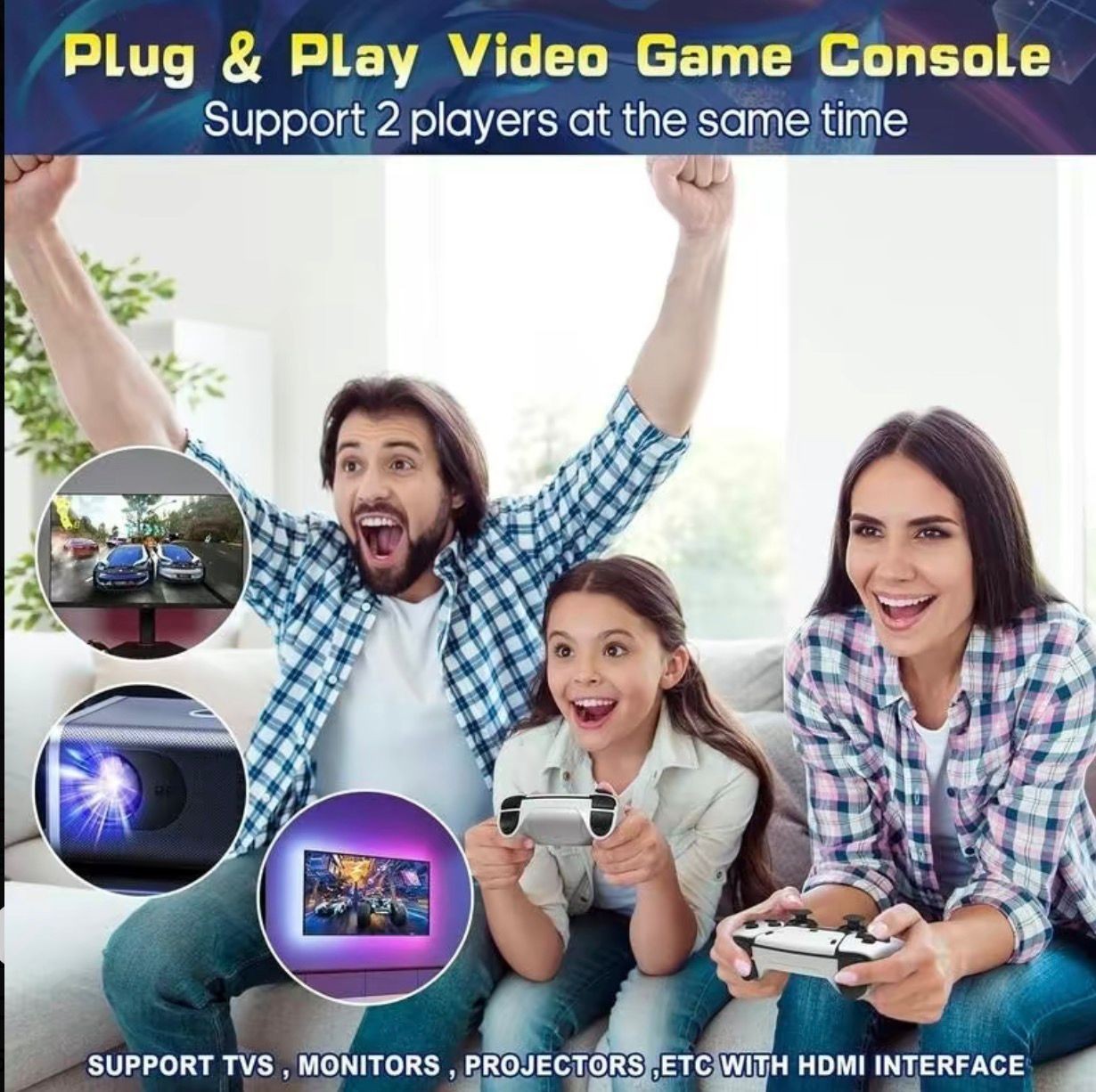 M15 Pius Vintage Game Controller Set, Classic Video Gaming Joystick with 4K…