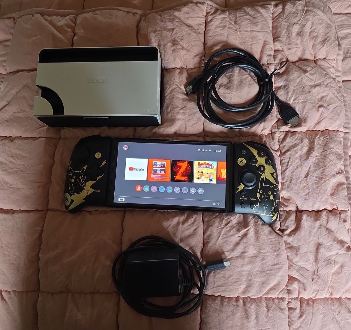 Nintendo Switch OLED 🌟 💫 64 GB – custom pickachu joy cons with 20 games🌟🔥
