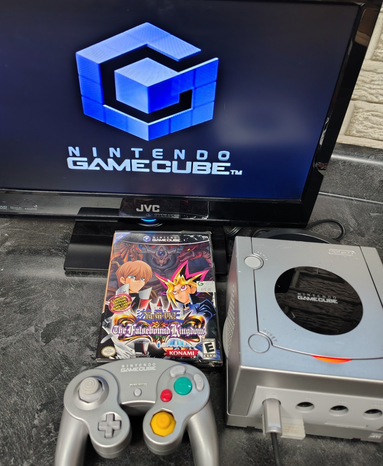 Nintendo GameCube Platinum DOL-101 W/ Game Memory Card Cables & OEM Controller