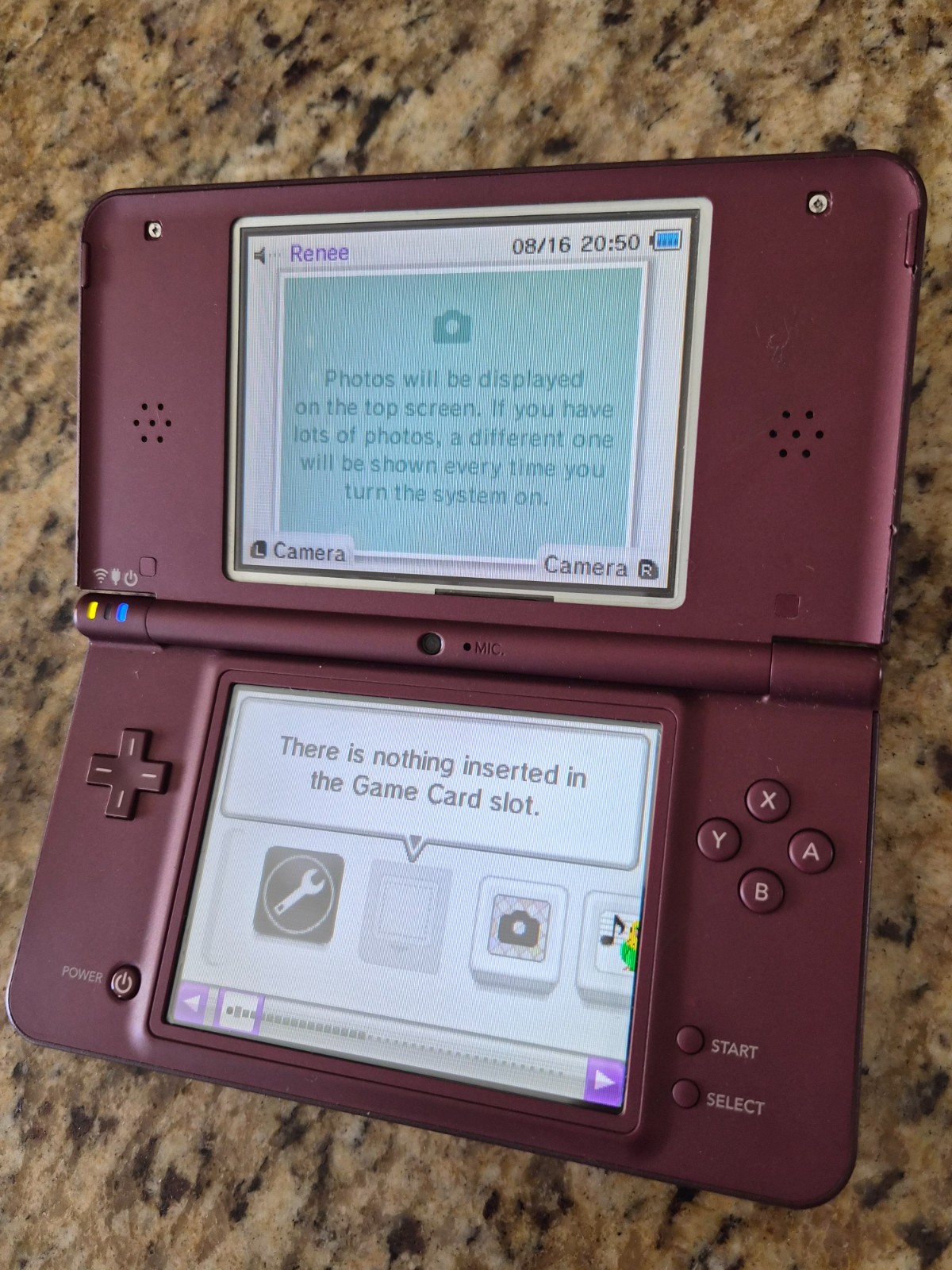 Nintendo DSi LL Burgundy Handheld Console + AC Adapter & Case *READ