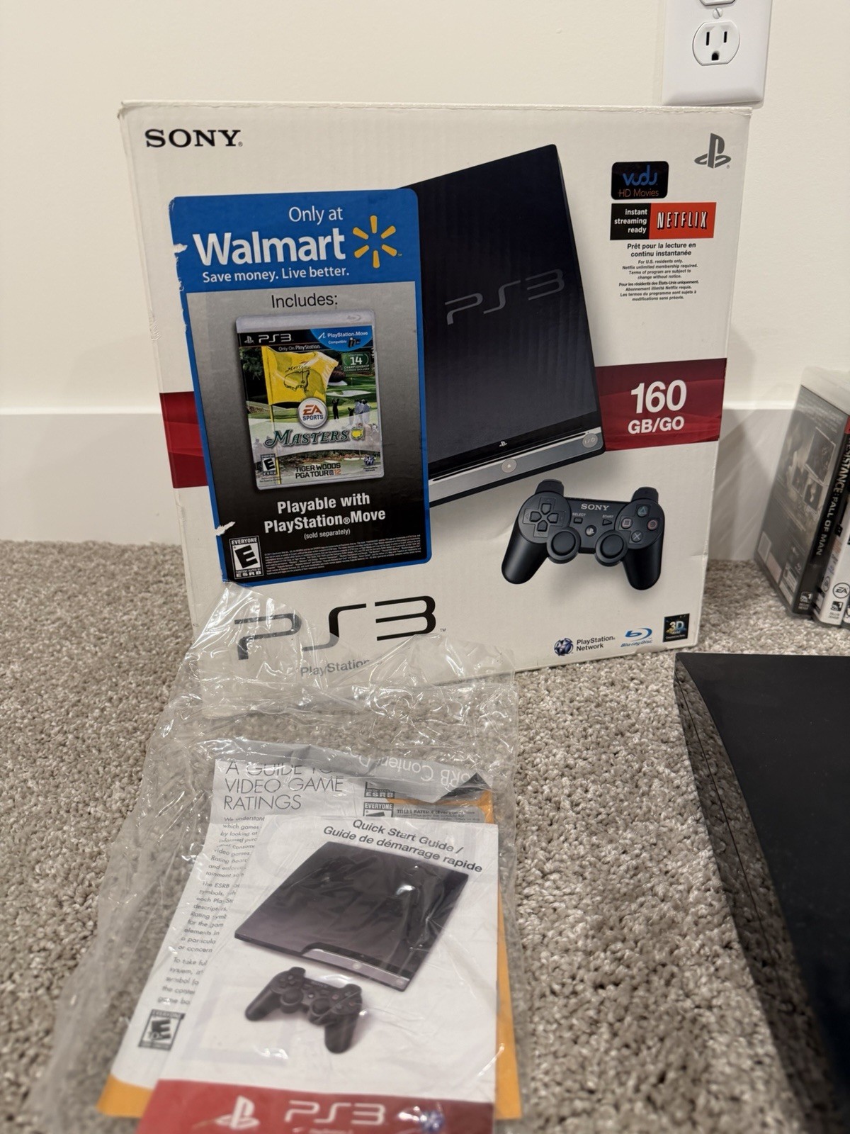 Sony PlayStation 3 Slim PS3 160GB Console Bundle W/ 24 Games & Controller & Box