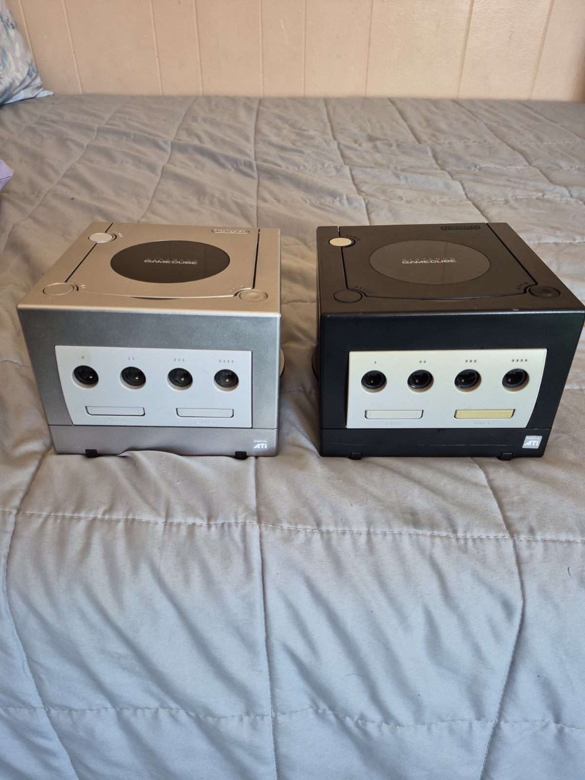 Lot of 2 Nintendo GameCube Consoles Only Black/Silver For Parts Or Repair
