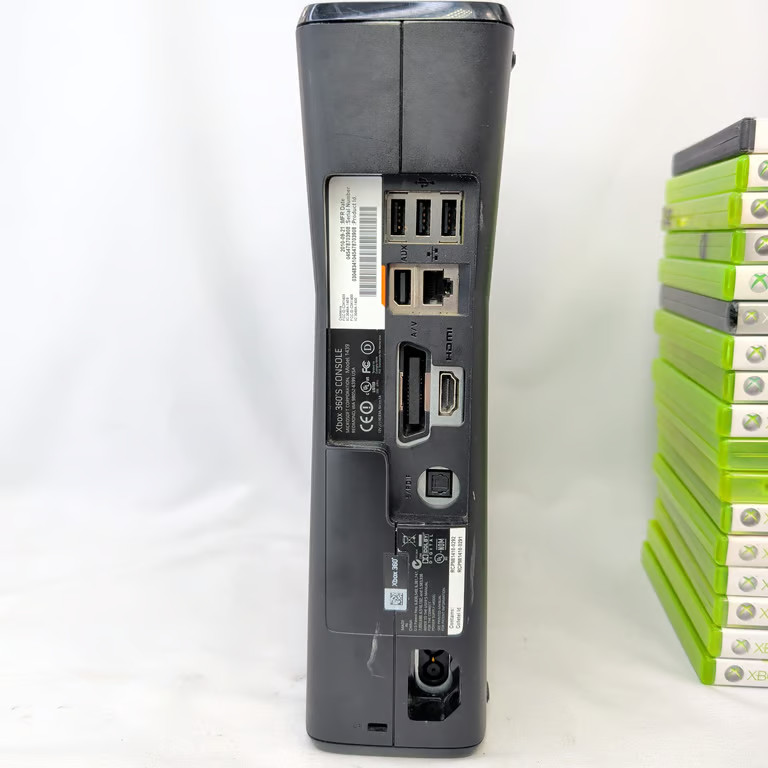 Microsoft Xbox 360 S 1439 Console 17 Games 2 Wireless Controllers Headset Bundle