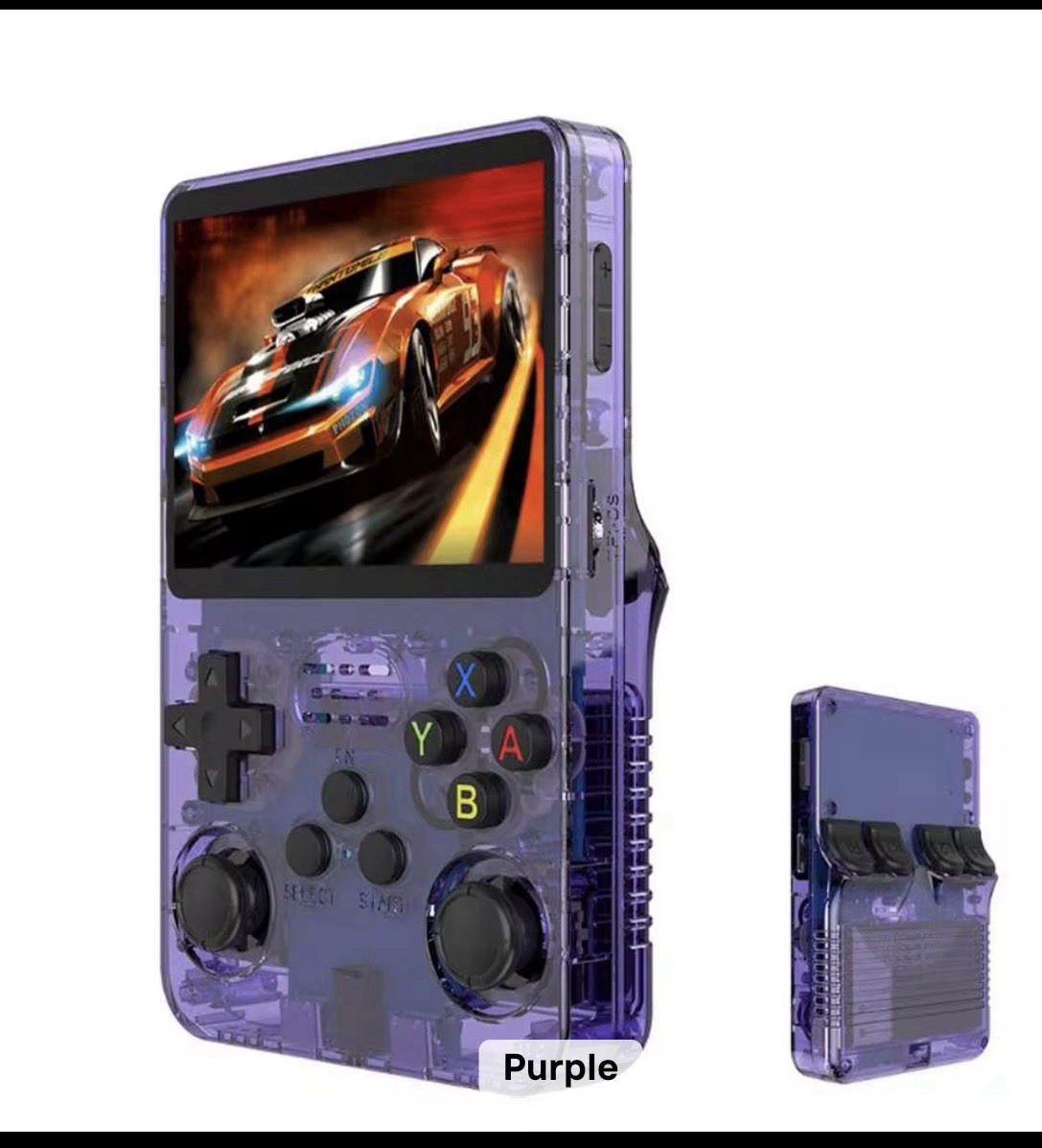 R36s 64GB Orange Handheld Game Console with Headphone Jack