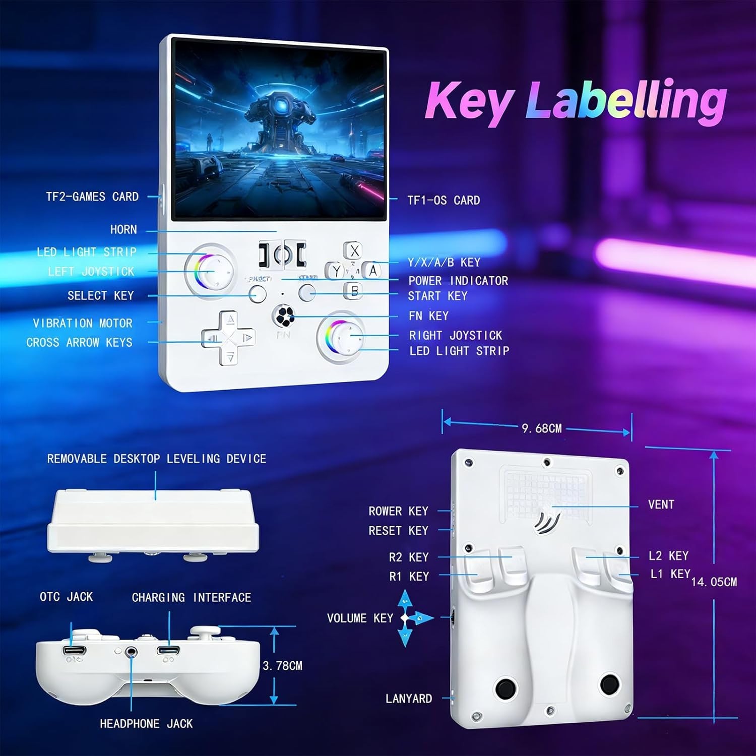 R36MAX 2 Retro Handheld Game Console, 4.5 Inch IPS HD Screen Inch, White