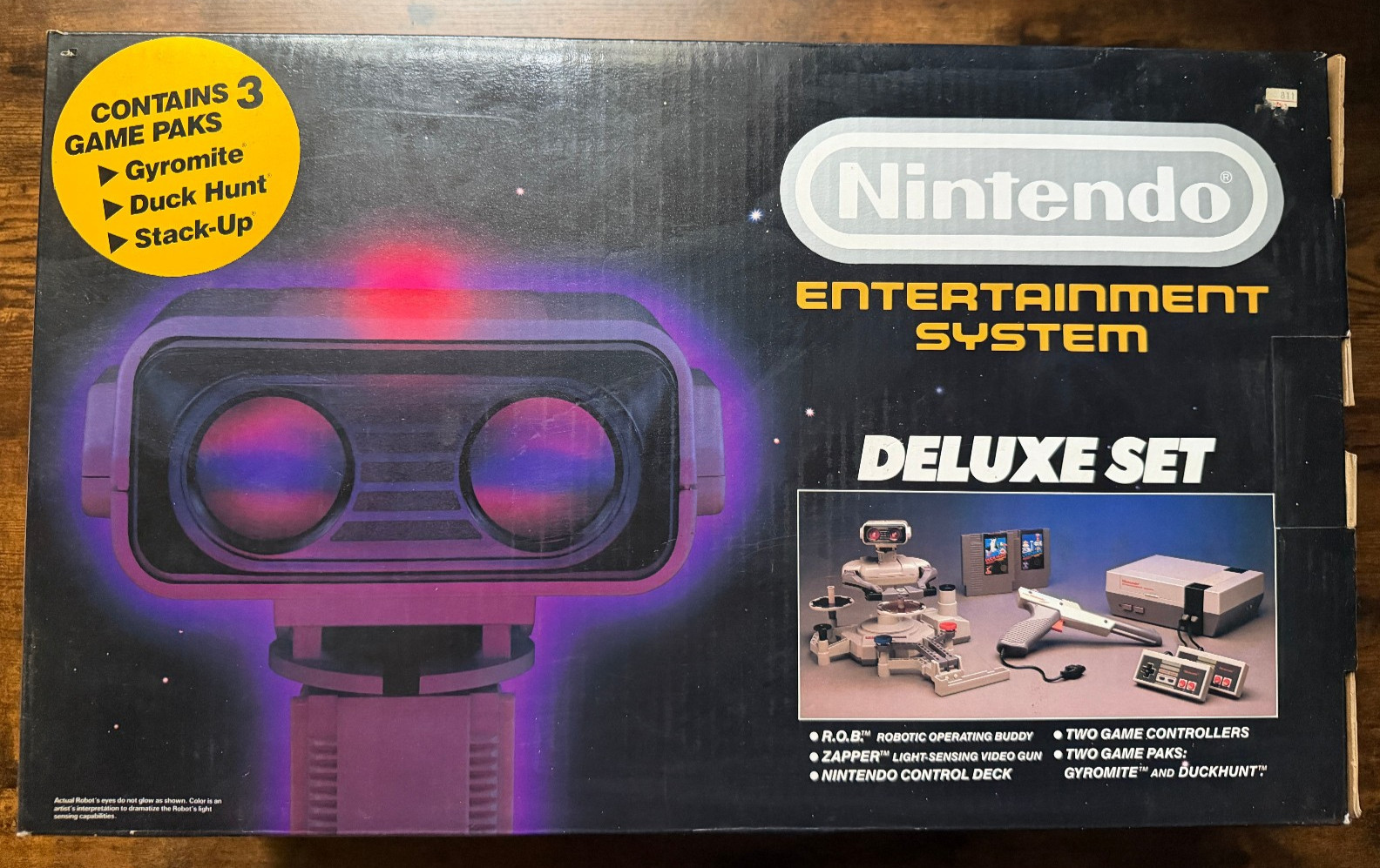 Stack-Up/Gyromite/Duck Hunt Nintendo NES complete box rob post-Deluxe Set system
