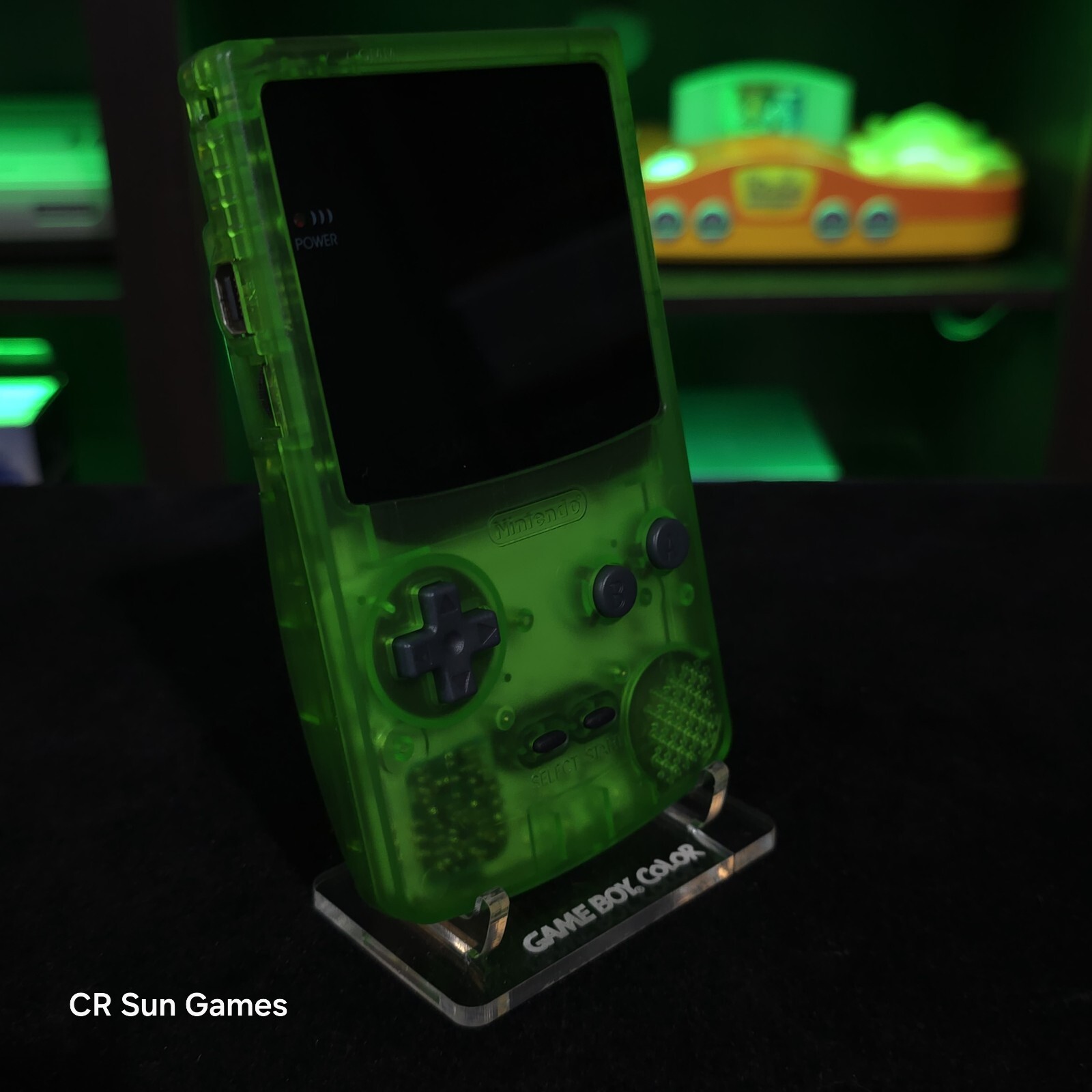 Clear Green Gameboy Color Console OLED Touch Screen & USB-C Rechargeable Battery