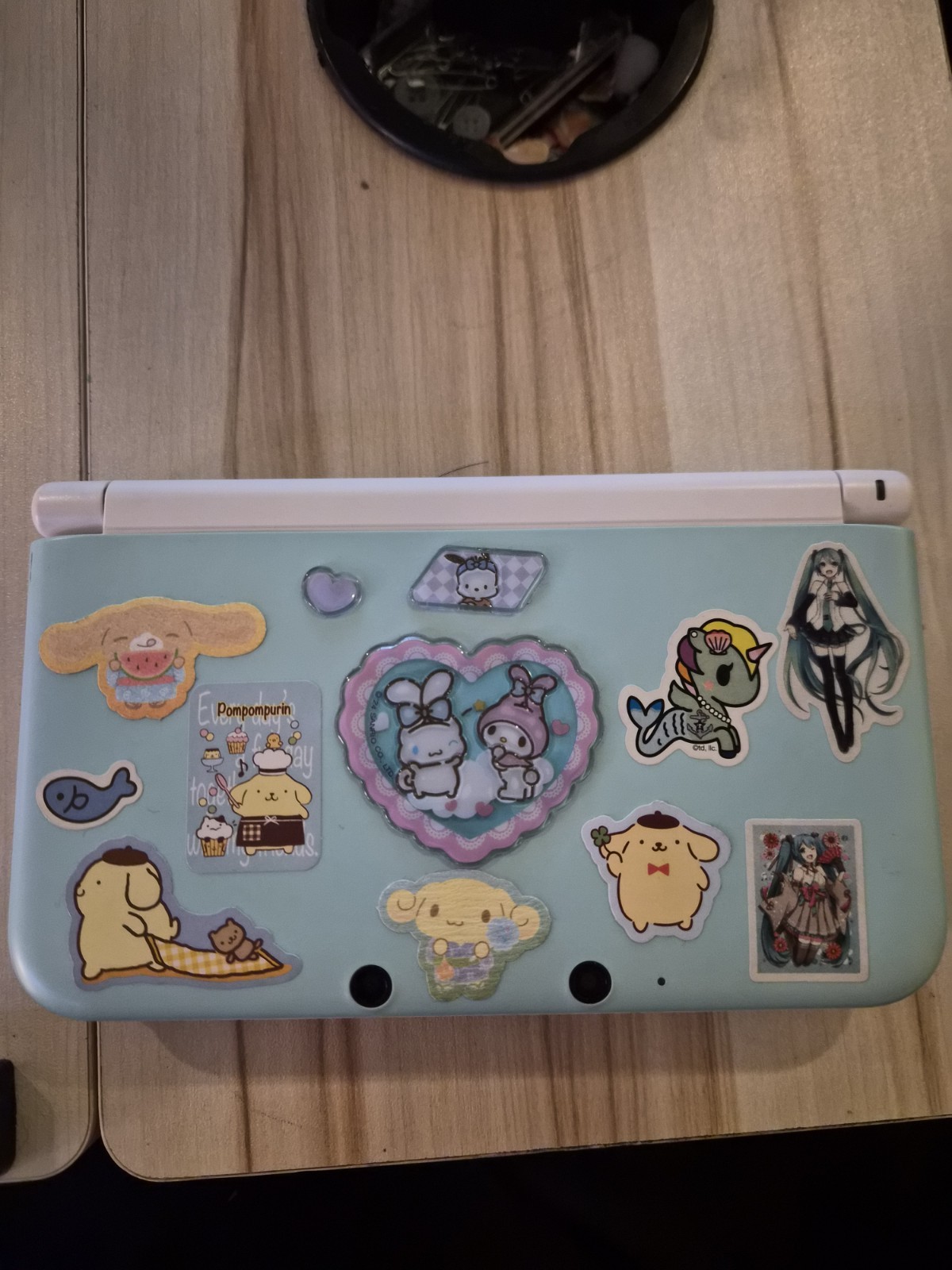 Nintendo 3DS LL SPR-001 Blue/White Console w/ Orange Mario Case & 4 DS Games