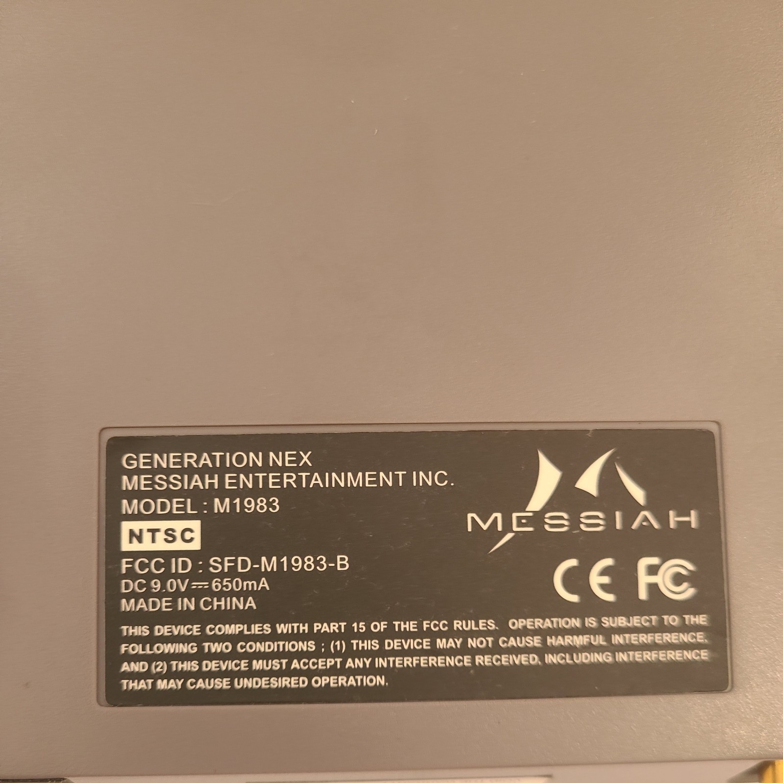 Messiah Generation NEX M1983 System Console Plays NES 1 Controller