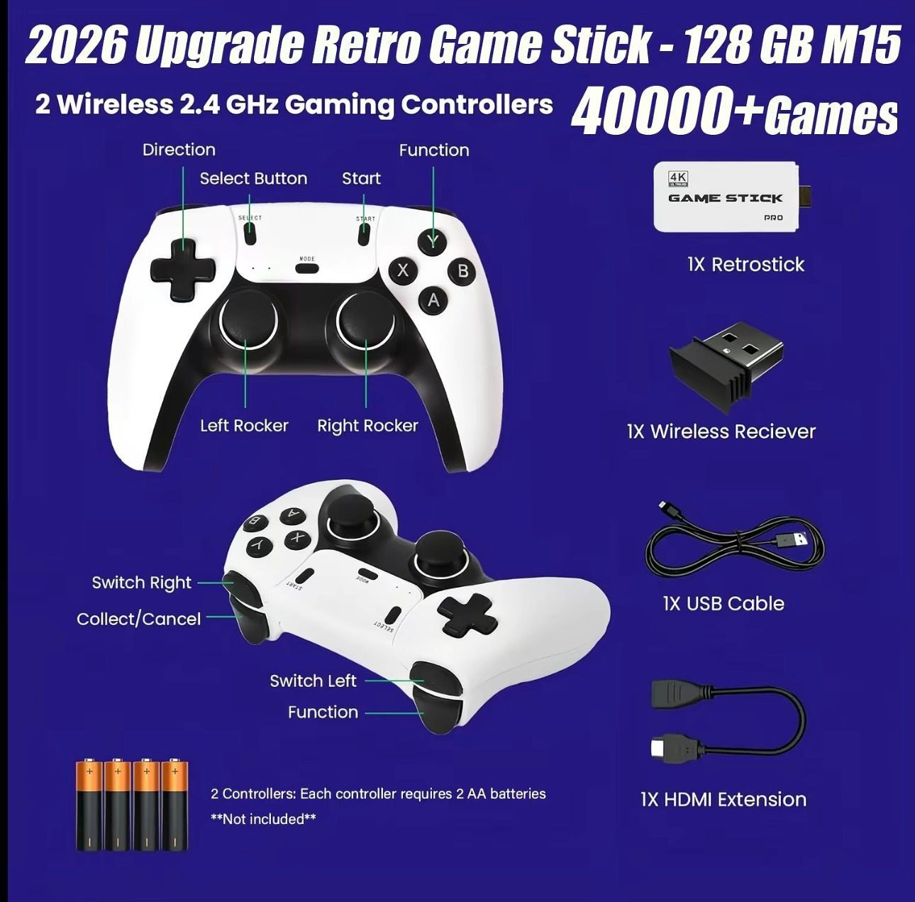 GameStick Game Stick Pro 4K HDMI Microconsole 128GB Wireless Controllers