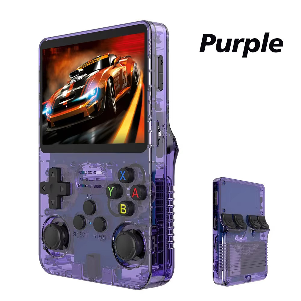 Purple R36S Retro Handheld Video Game Console Linux System 3.5 Inch IPS Screen