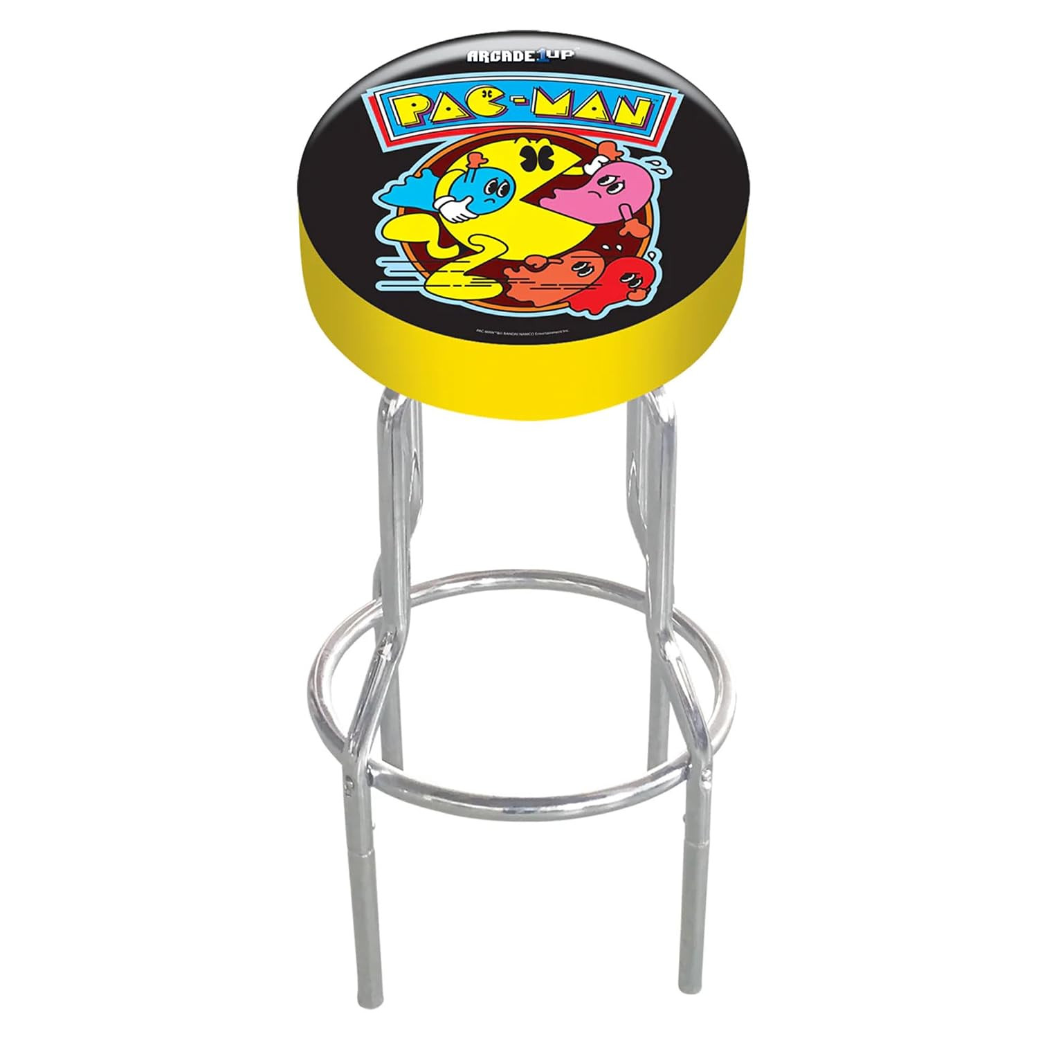 Arcade1Up Adjustable Padded Arcade Game Stool, Steel Frame, Pac-Man, 21.5″ to 29