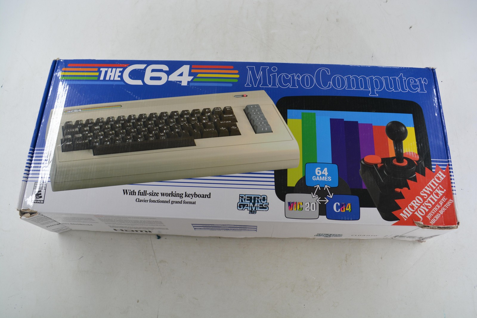 Retro Games THE C64 Beige Microconsole HDMI W/ Joystick AC Adapter System