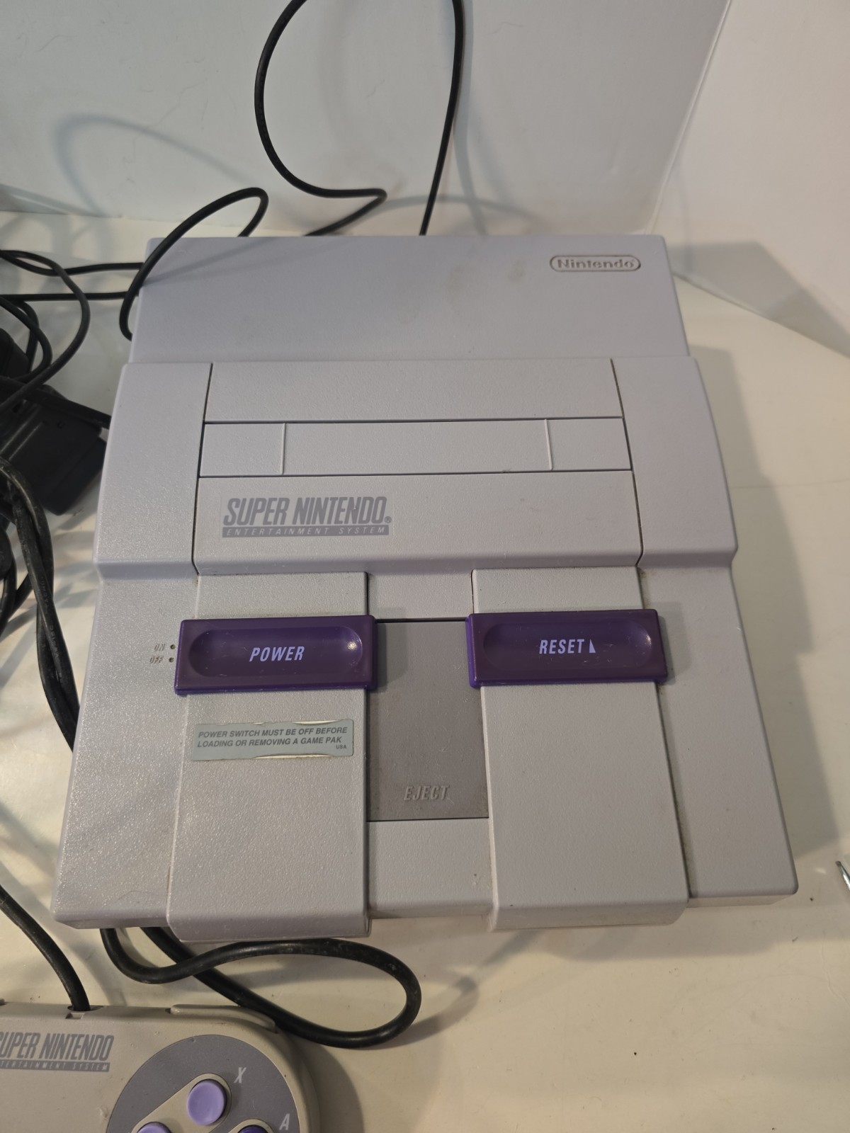 Nintendo Super Nintendo SNES SNS-001 Console Cords & 2 Controllers Untested VTG