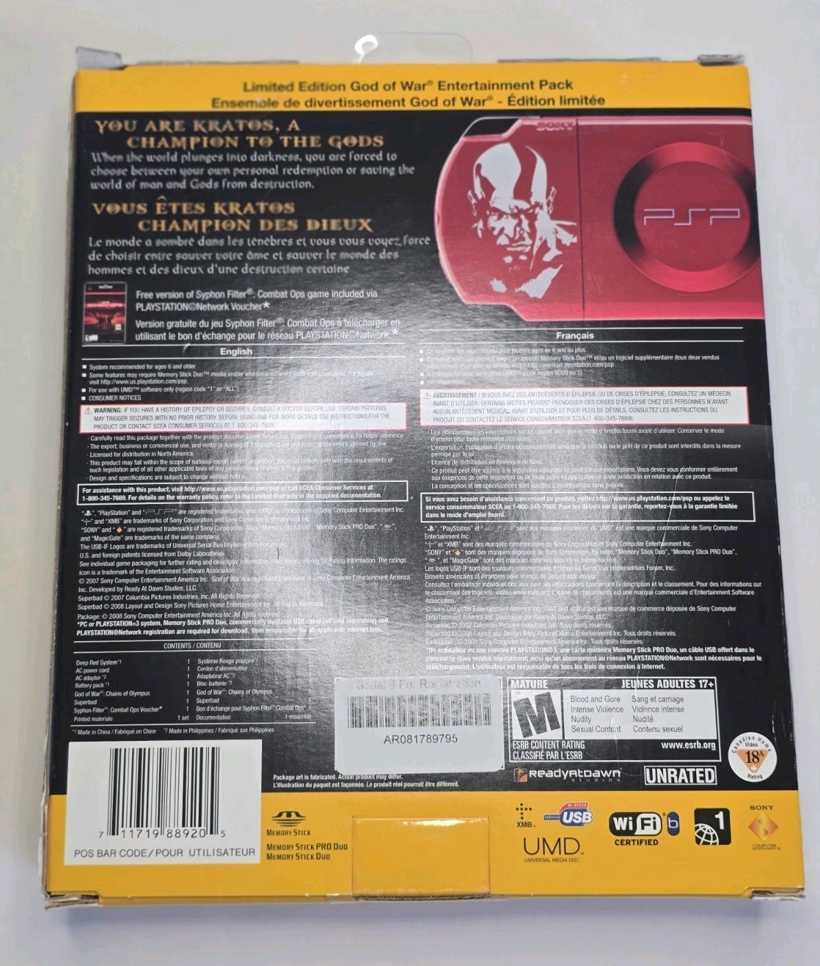 Sony PSP 2000 God of War Limited Edition Handheld System – CIB Complete