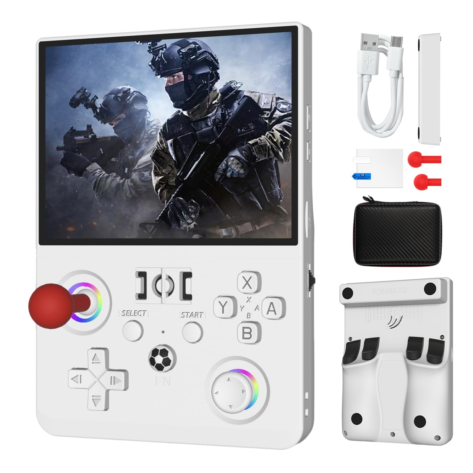 Newest R36MAX Ⅱ 4.5 Inch Retro Handheld Game Console,1024×768 IPS HD Screen,1…