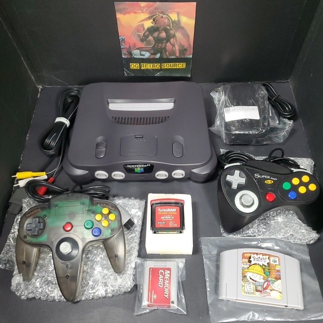 Nintendo 64 Black Console w/ Turbo RAM, GAME, 2Controller, & Cables NUS-001 N64