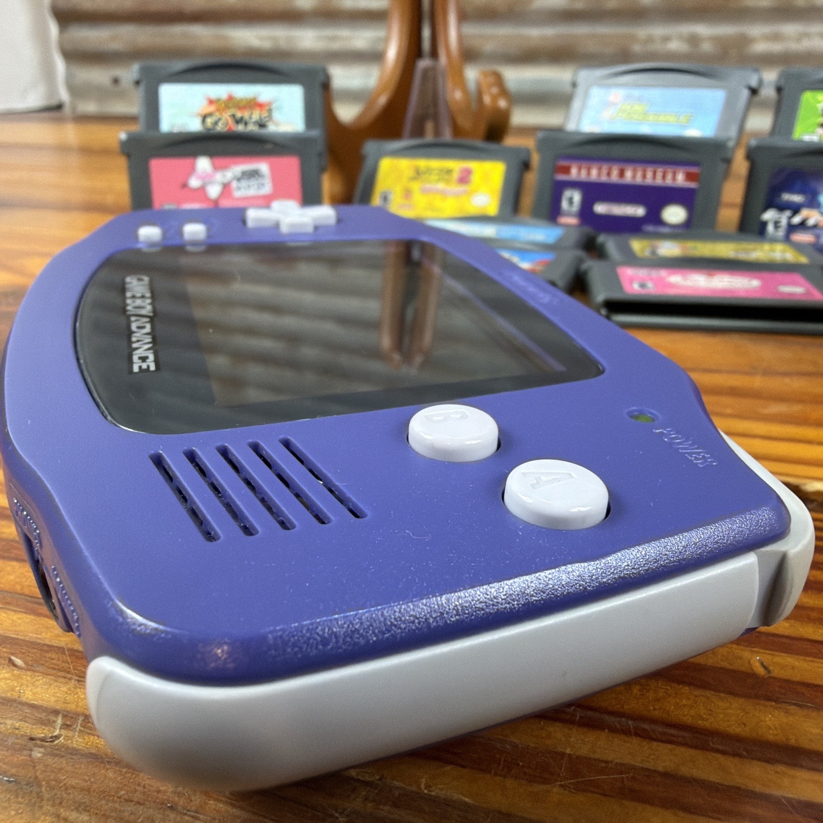 Nintendo Game Boy Advance Handheld HUGE BUNDLE Purple Indigo 14 Games PLUS!