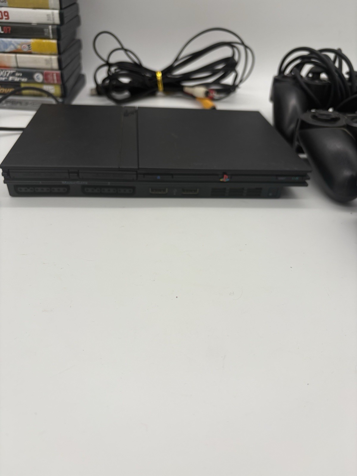 Sony PlayStation 2 Black PS2 Slim Console Lot 3Controller Memory Card 15 Games