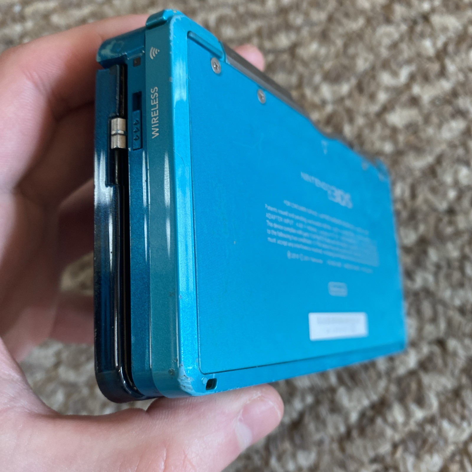 Nintendo 3DS CTR-001 (USA) Console Aqua Blue Stylus Charger SD Card