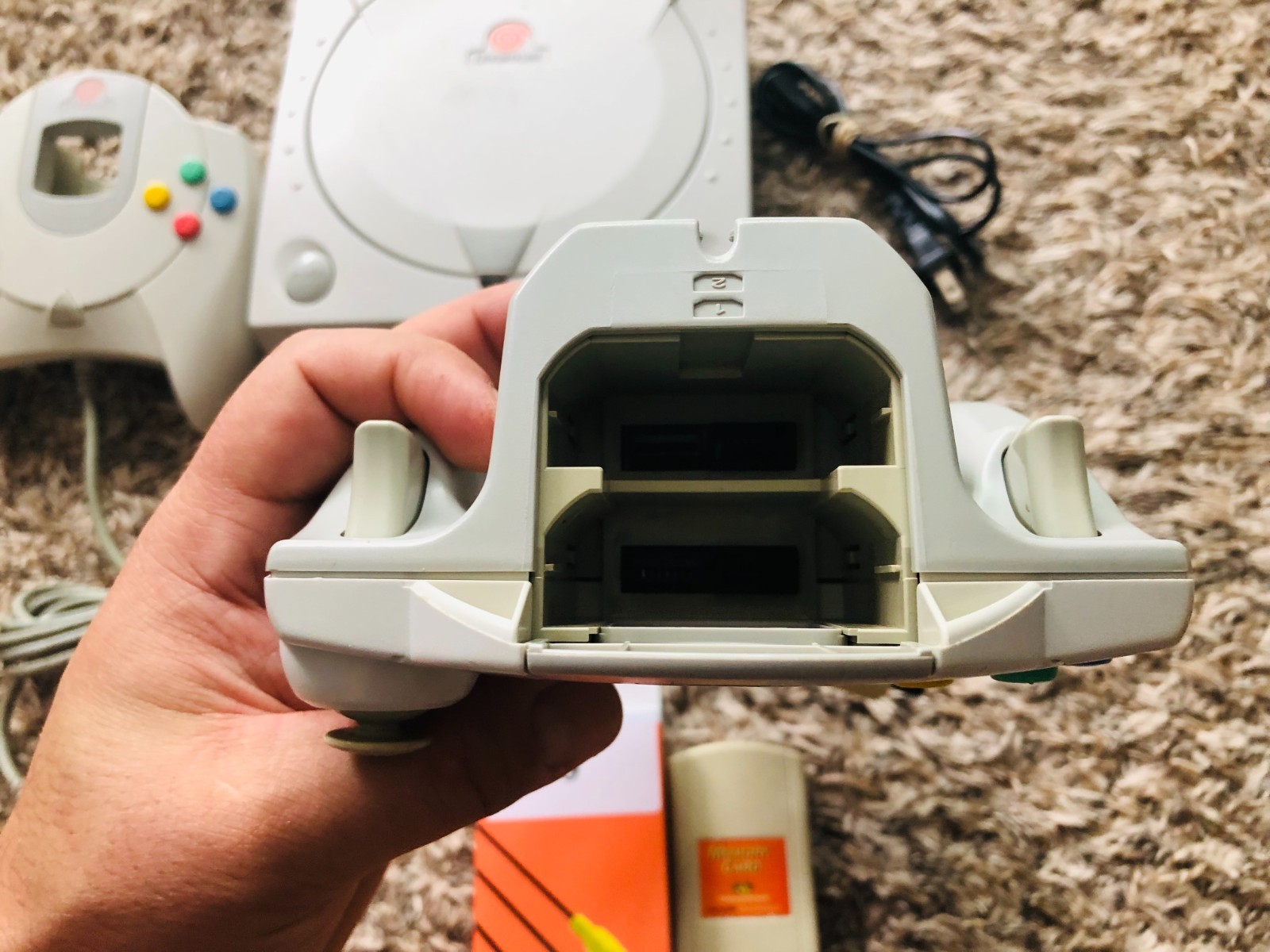 Sega Dreamcast Console System HKT-3020 With 2 Controllers & Memory Card TESTED4!