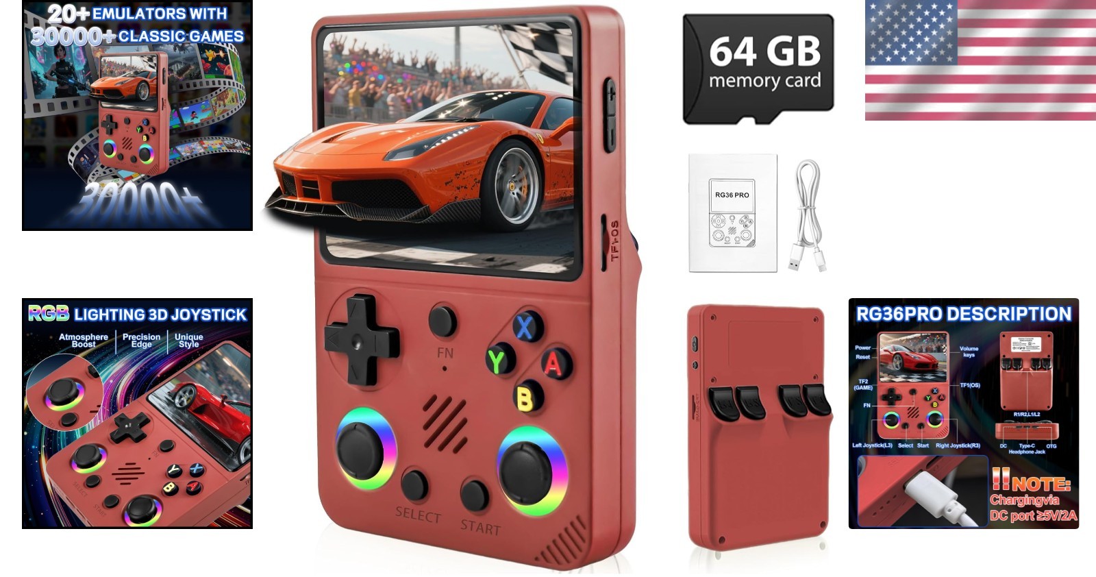 RG36PRO Retro Game Console: 30,000+ Games, Ergonomic Design, 3000mAh Battery
