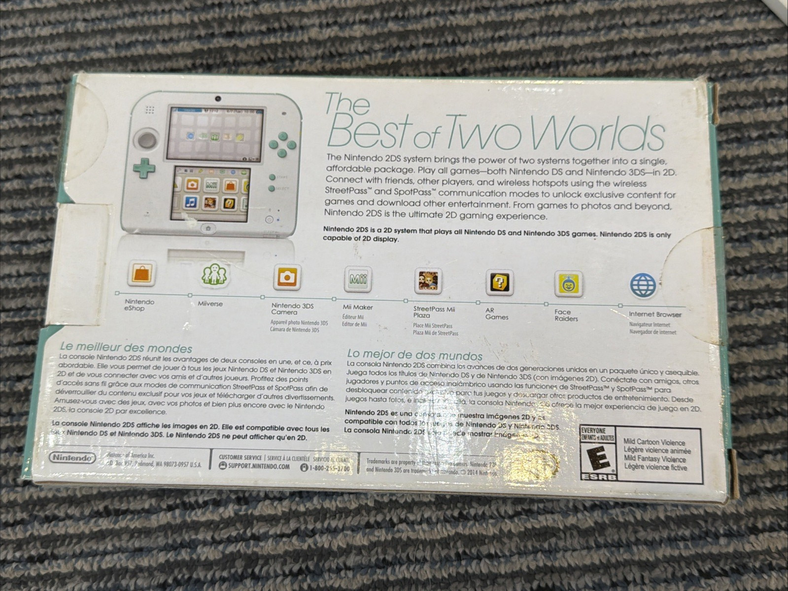 Nintendo 2DS Sea Green Handheld System Console Model FTR-001 With Box & Manual