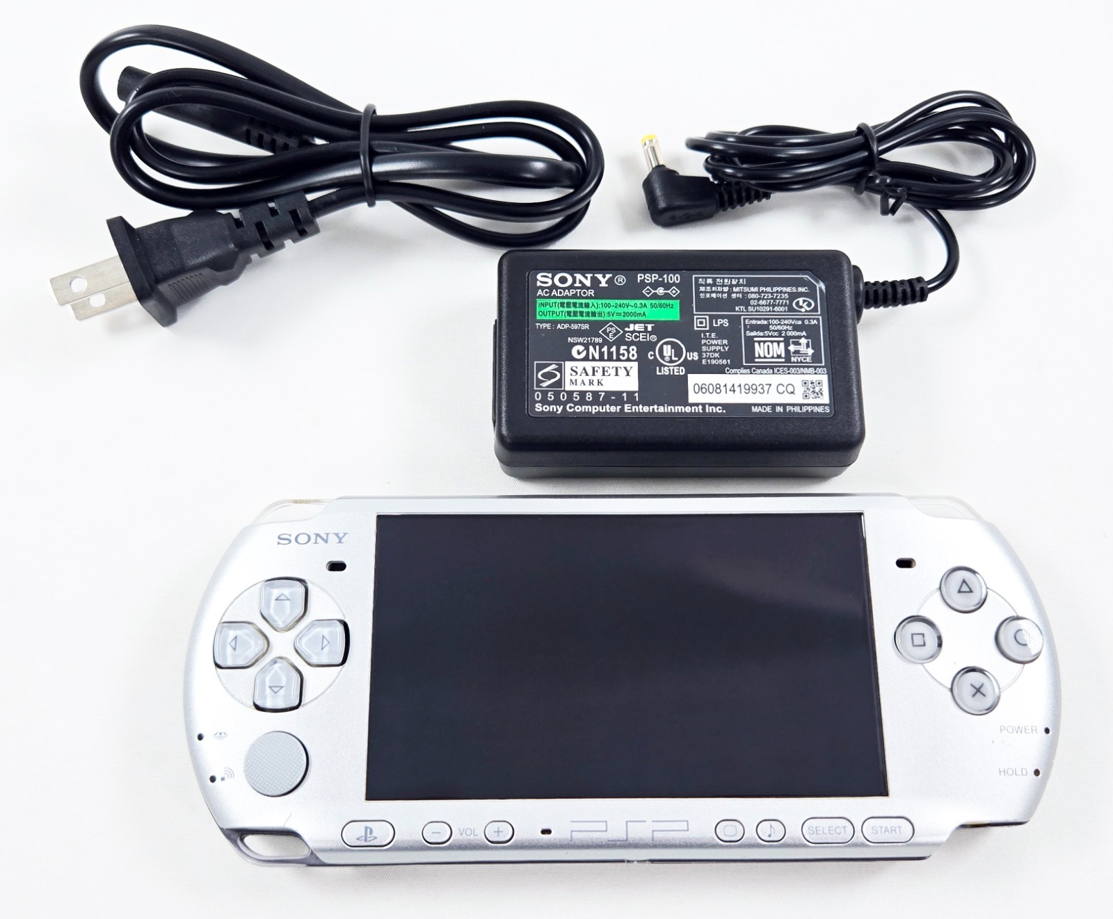 PSP 3000 MYSTIC SILVER CONSOLE Authentic Sony Japan Region Free Tested