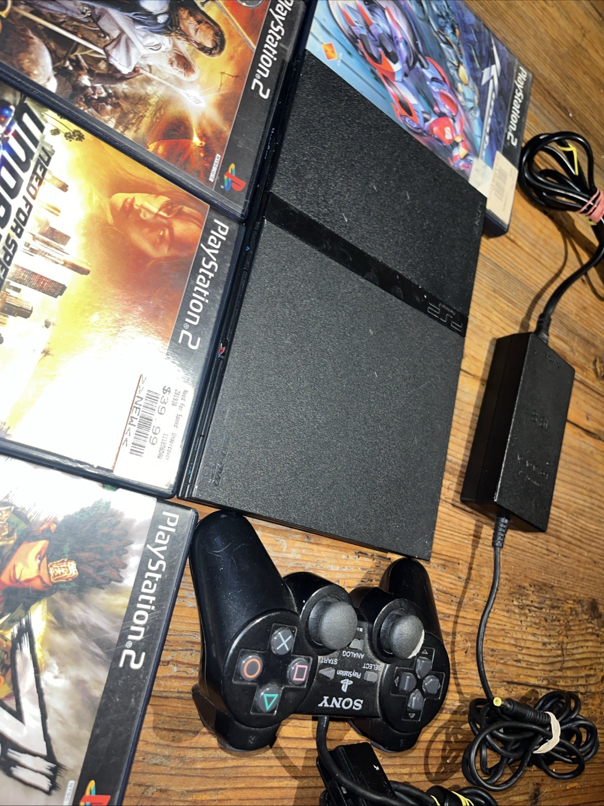 PlayStation 2 PS2 Slim SCPH-77001 TESTED w/ Controller & 12 Games