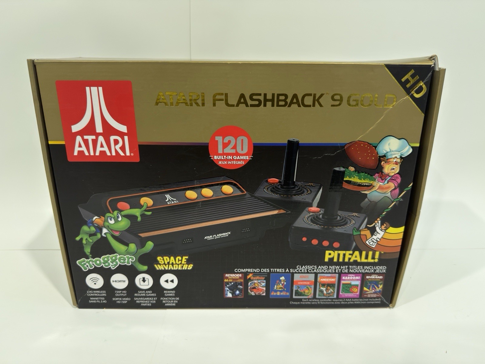 Atari Flashback 9 Gold HD Console 120 Built-in Games & Controllers -Preowned