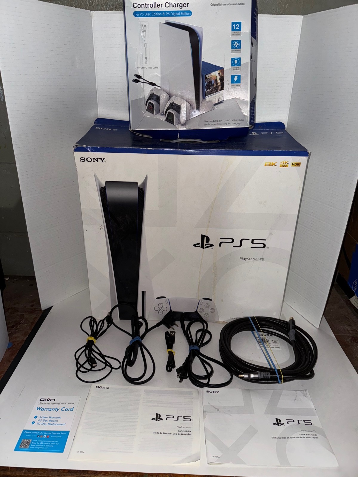 Sony PlayStation 5 Disc Edition 825GB Home Console White. With Cooling Stand.