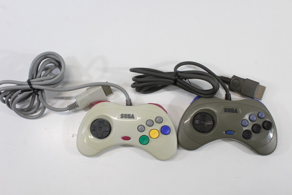 SEGA Saturn White Console Controller x2 AC AV HST-3220 SS JP Japan WORKING #4