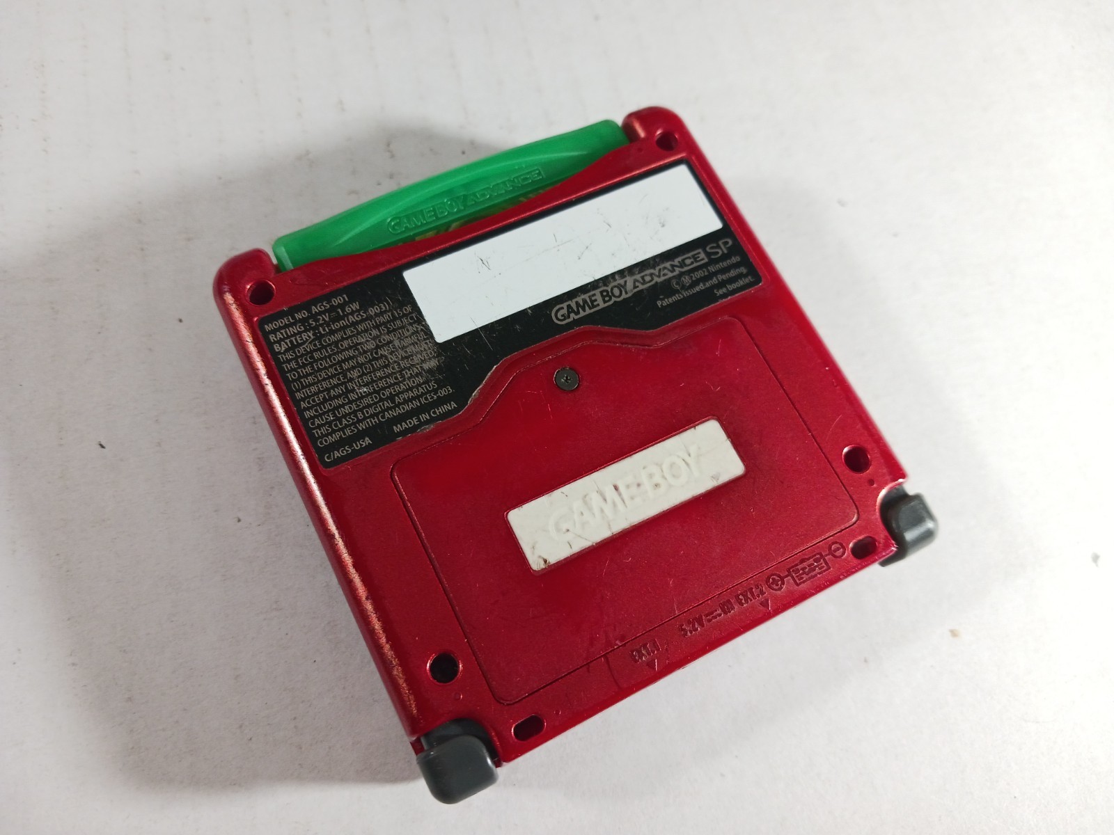 GBA SP Console Flame Red AGS-001 Nintendo Game Boy Advance Tested Good Shape