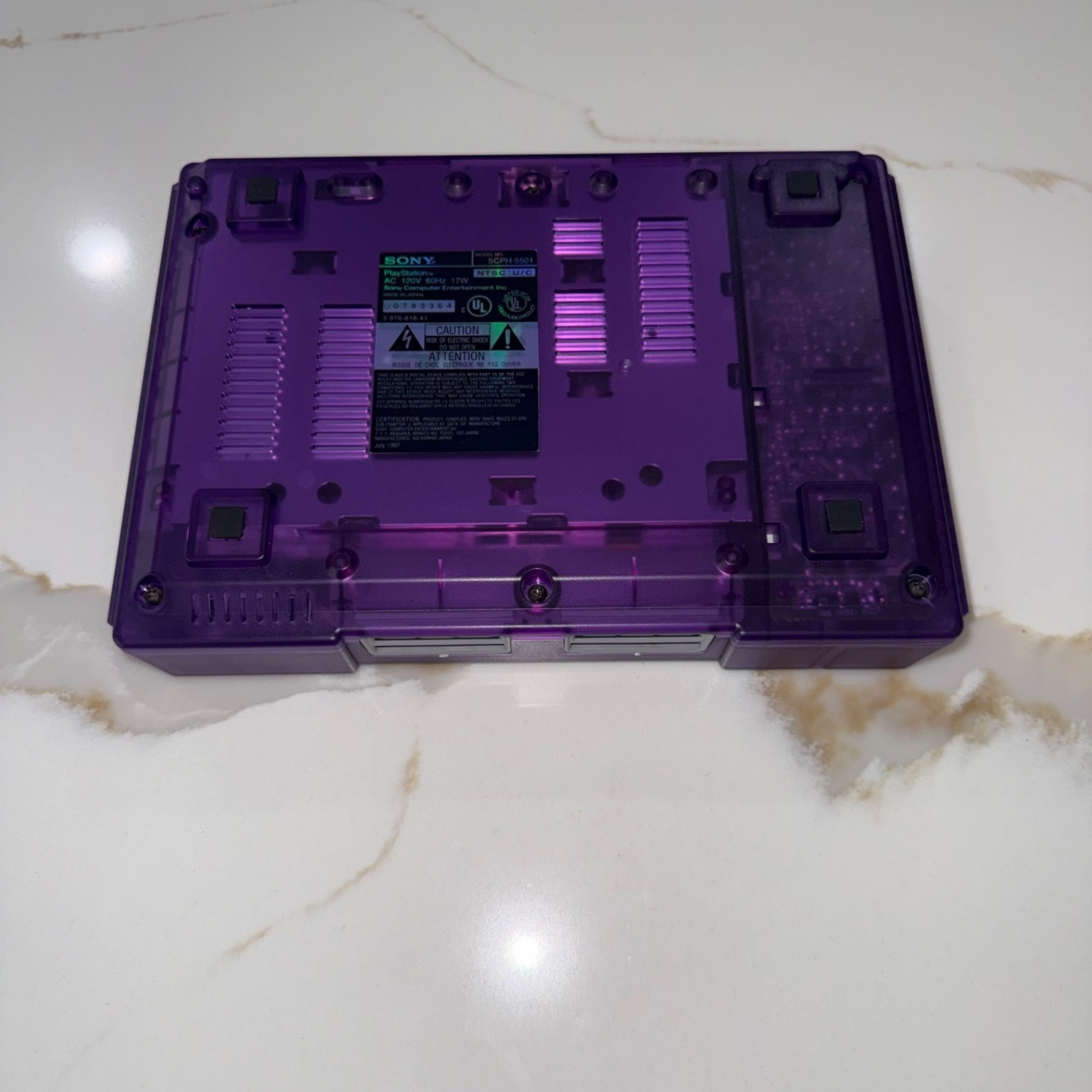 Sony PlayStation 1 Console (SCPH-5501) Bundle – Translucent Clear Purple Shell