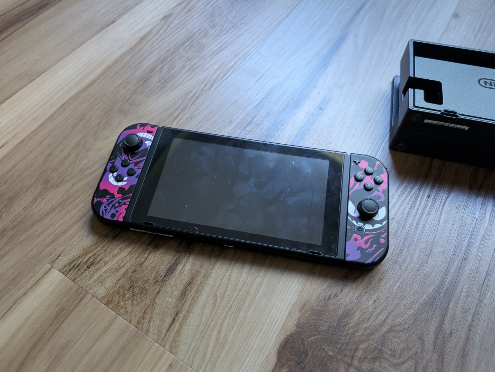 Nintendo Switch 32GB Black Console w/ Dock, Pink/Purple Joy-Con Skins 1080p
