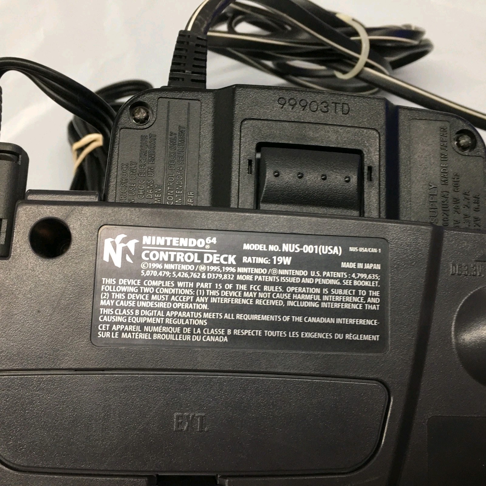 Nintendo 64 Original Console NUS-001 USA Control Deck With Power Supply & Cable