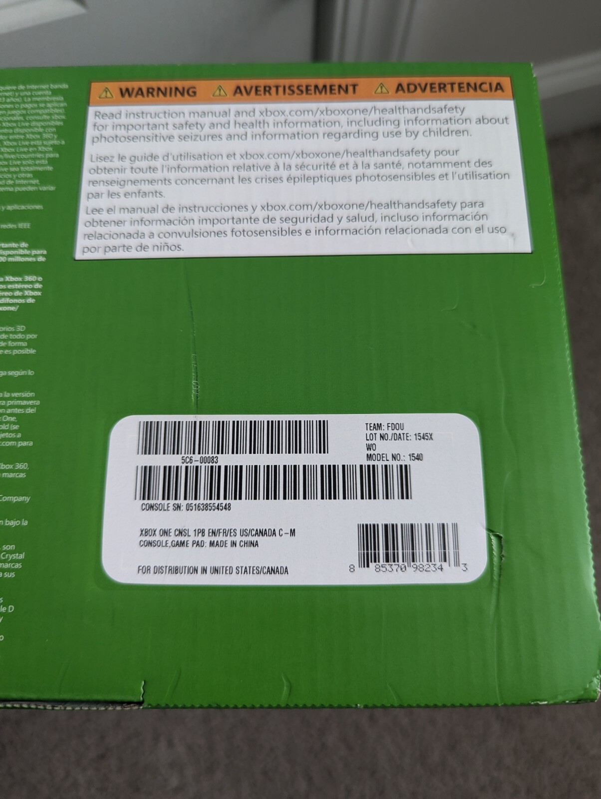XBox One 500GB/ Console Gears of War Bundle 1540 BRAND NEW Sealed Box
