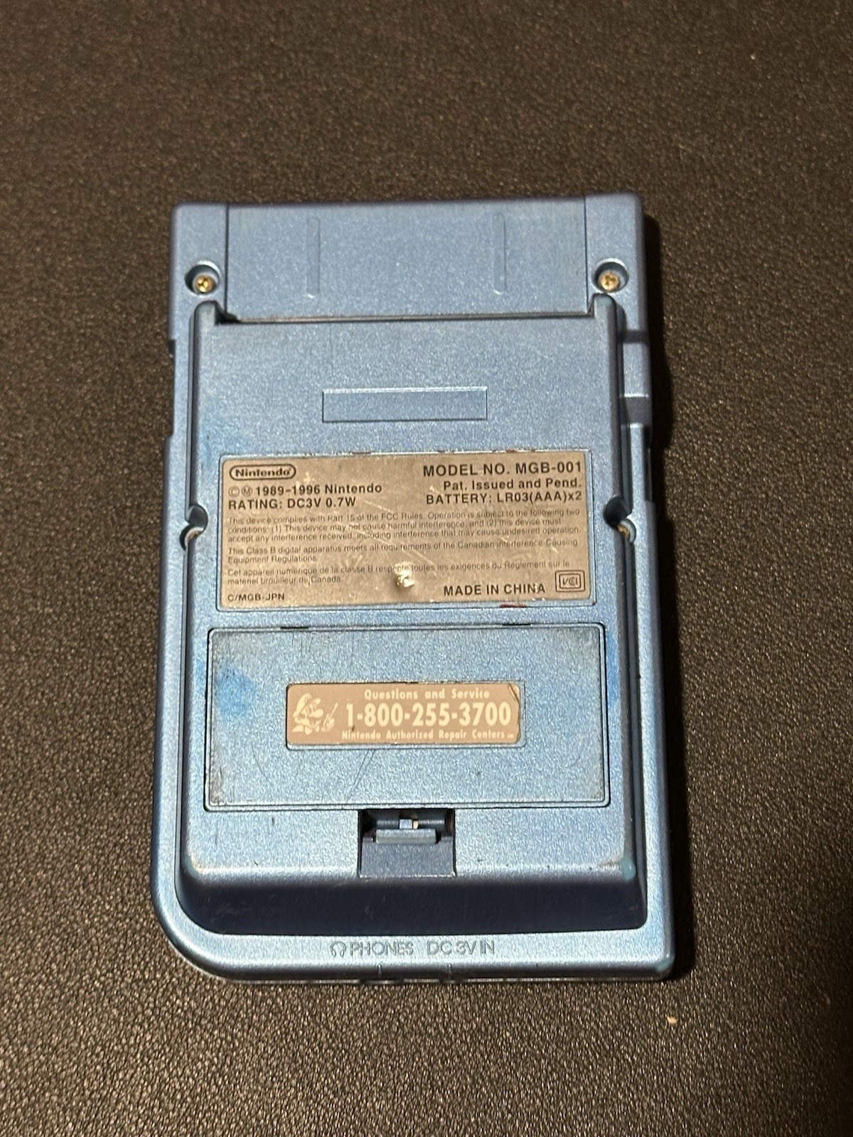 Nintendo Game Boy Pocket Ice Blue MGB-001 Handheld Console with Battery Cover