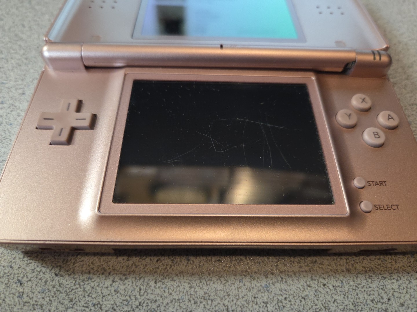 Nintendo DS Lite (Metallic Rose) w/charger, Works but some damage, PLEASE READ!!