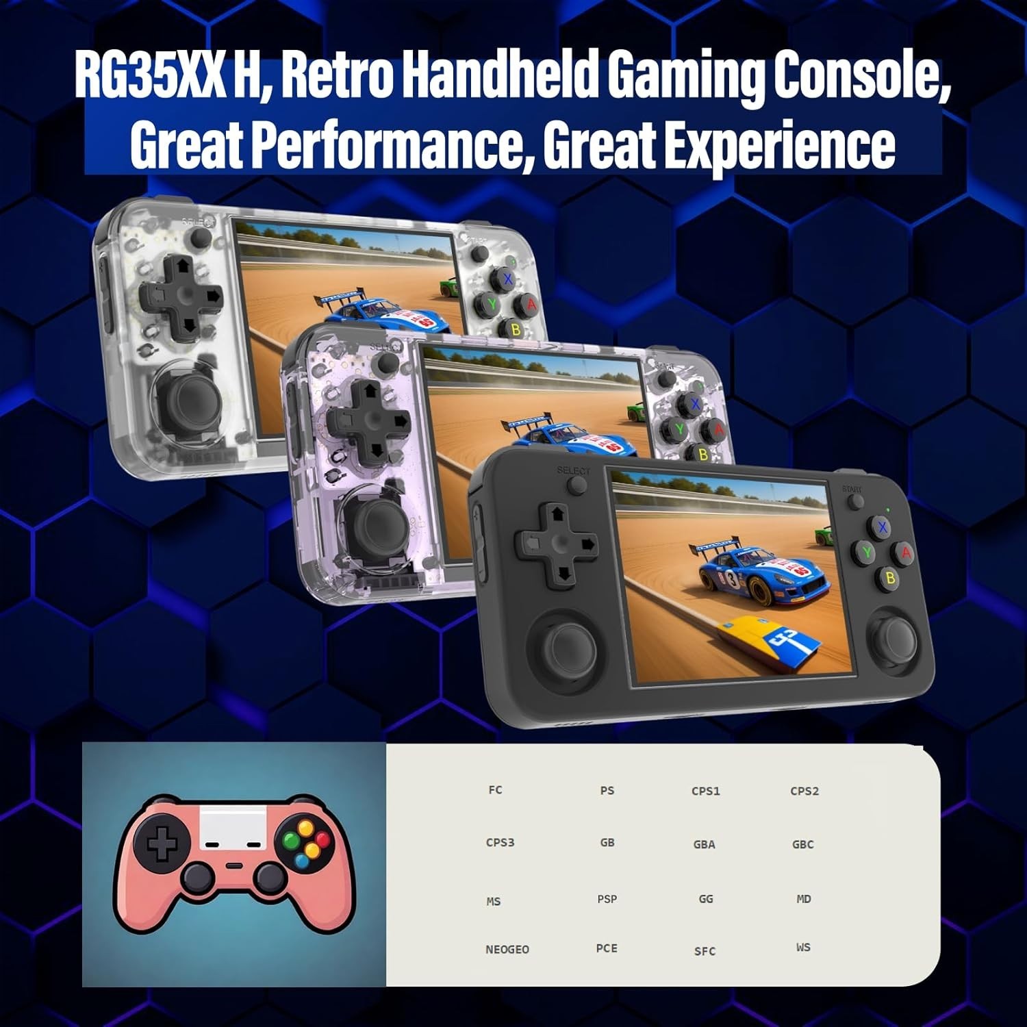 Anbernic Handheld Gaming Console – Dual Joystick, 3300mAh Battery & 64GB Storage